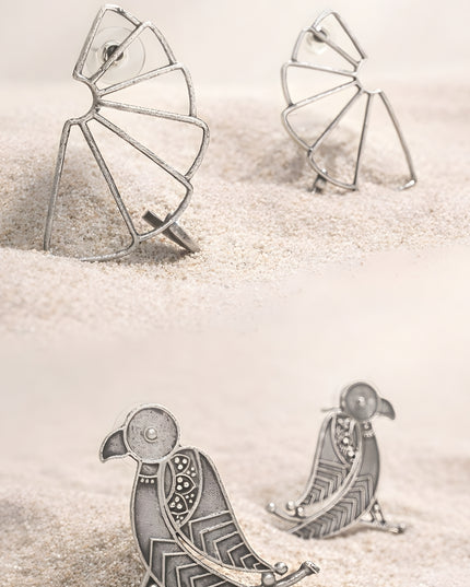 Rama Folk Fusion Pair - Pack of 2 Oxidised Earrings