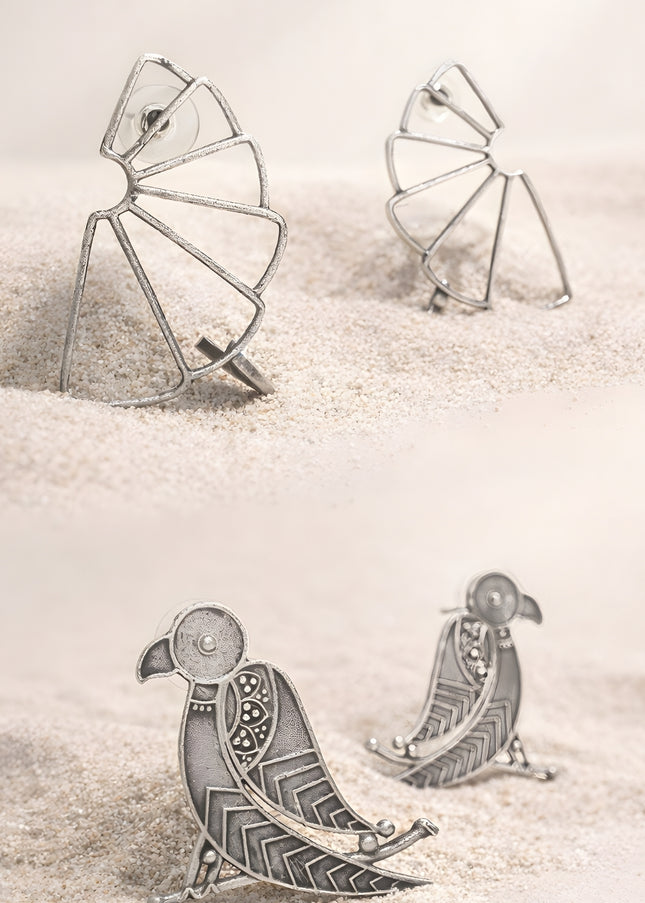 Rama Folk Fusion Pair - Pack of 2 Oxidised Earrings