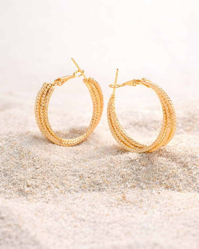 Dual Texture Gold Hoops