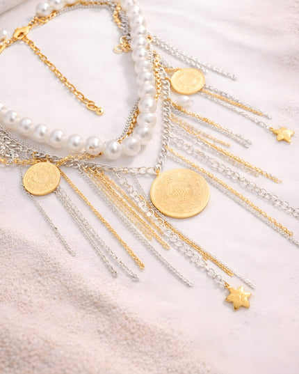 Royal Coin Cascade Necklace