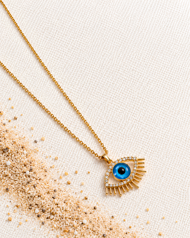 Nayra Gold Plated Blue Evil Eye Pendant Necklace