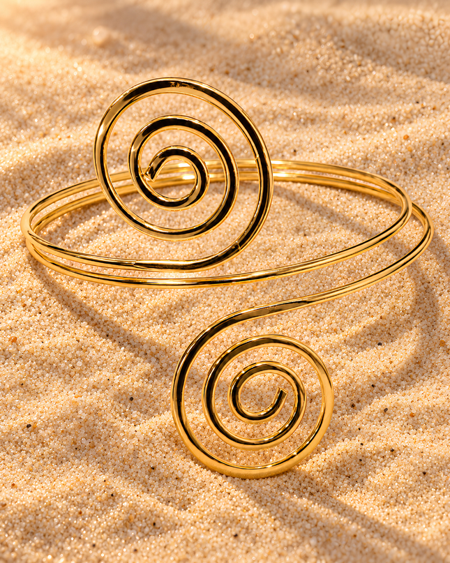 Aurelia Golden Double Spiral Armlet