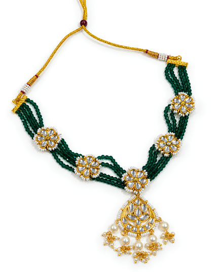 Emerald Meher Pearl Kundan Necklace Set