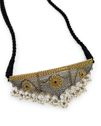 Royal Pearl Oxidised Choker Necklace Set