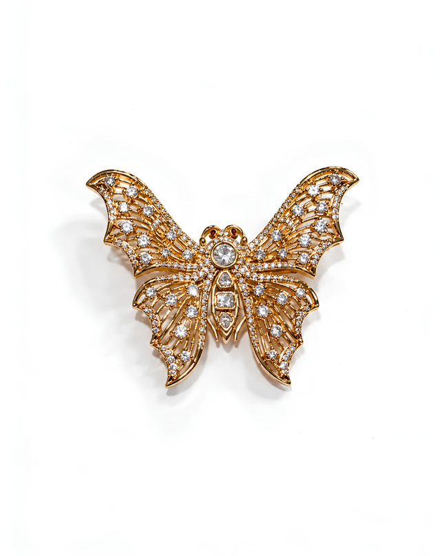 Celestia Golden Butterfly Crystal Brooch