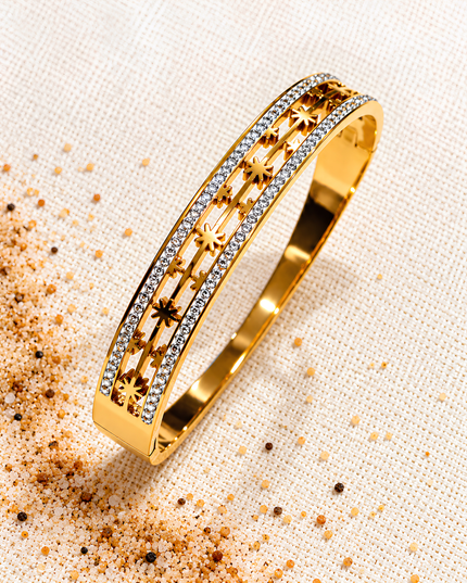 Stella Gold Plated Crystal Star Statement Bangle