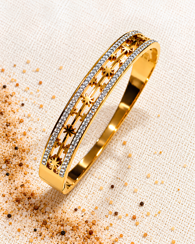 Stella Gold Plated Crystal Star Statement Bangle