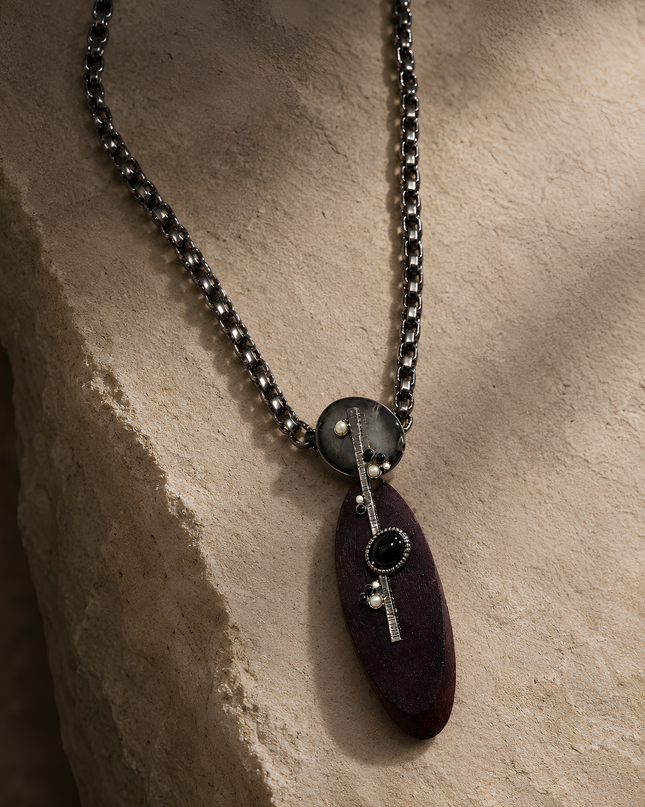 Crag Noir Oval Statement Pendant