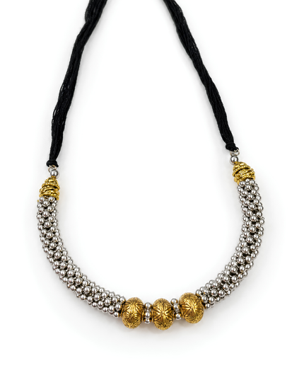 Silver & Gold Beaded Necklace Set