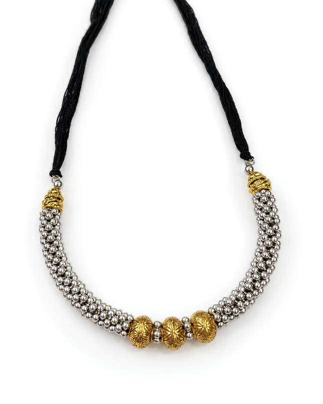 Silver & Gold Beaded Necklace Set