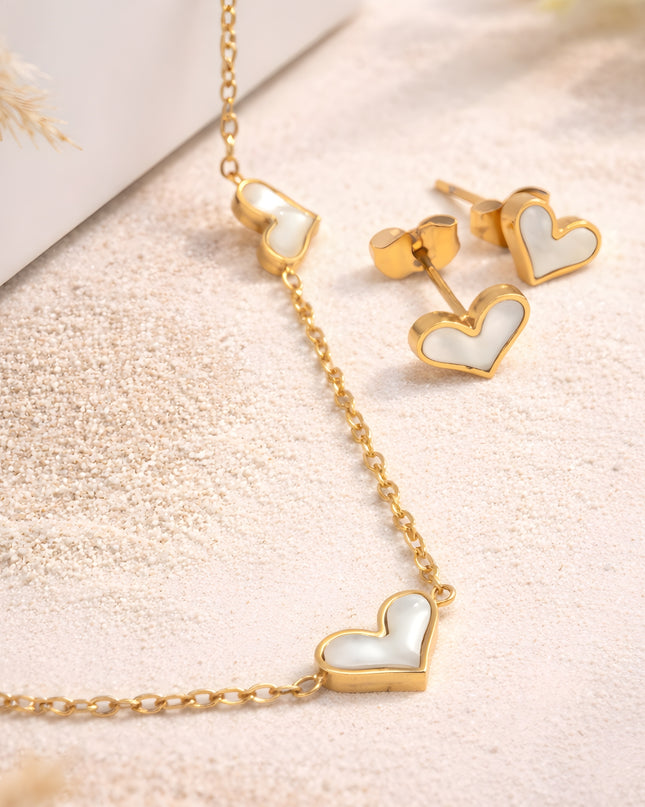 Heartsong Set – Enamel Heart Chain Necklace & Studs