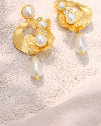 Floral Pearl Cluster Earrings