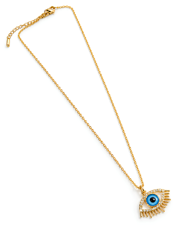 Nayra Gold Plated Blue Evil Eye Pendant Necklace