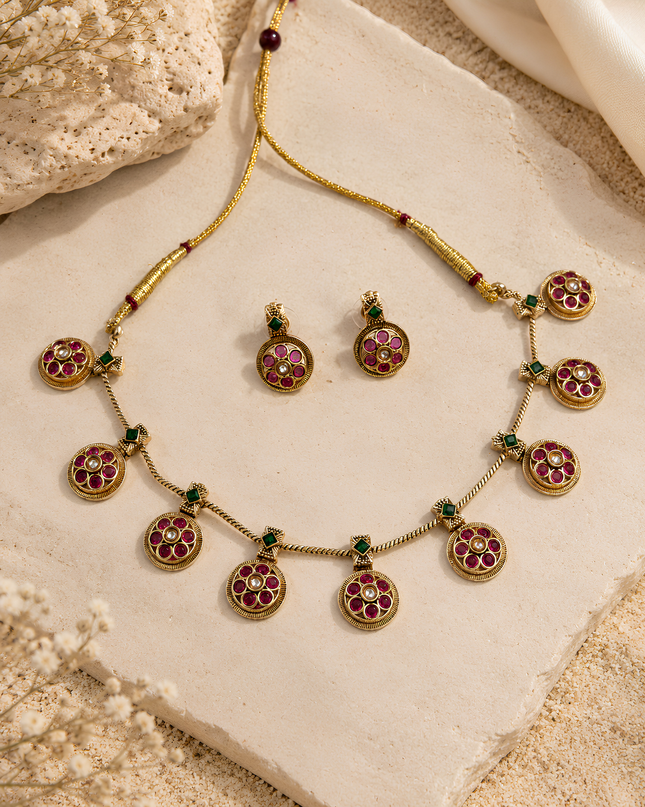 Rani Ruby Drop Necklace Set