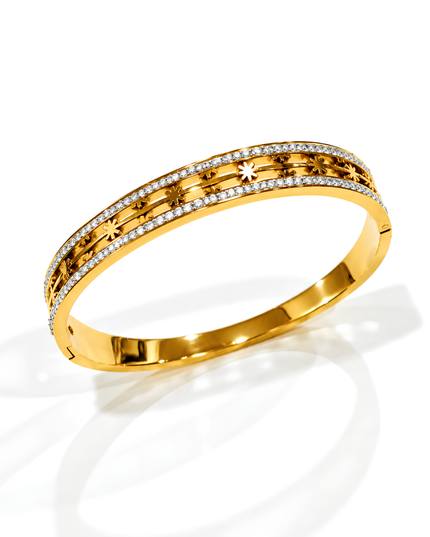 Stella Gold Plated Crystal Star Statement Bangle