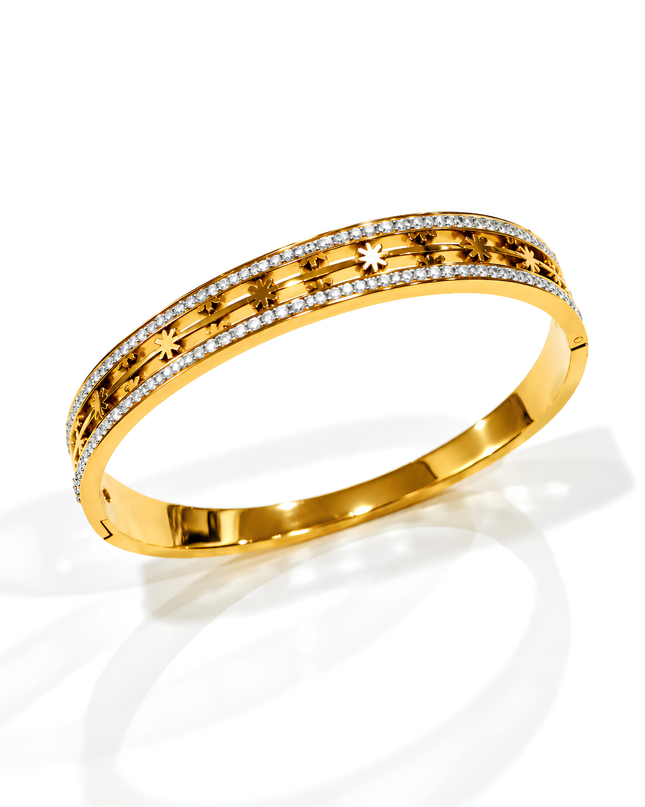 Stella Gold Plated Crystal Star Statement Bangle