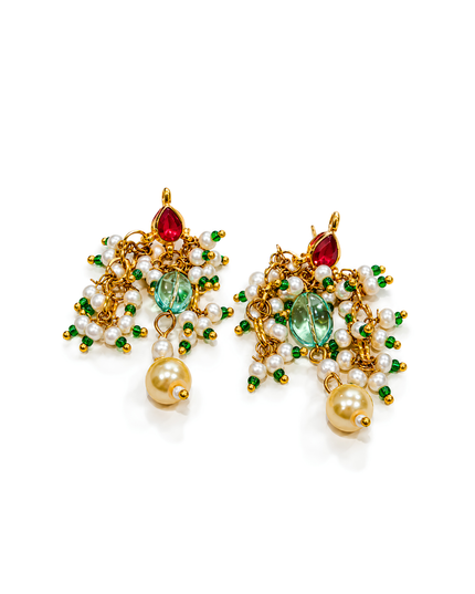 Mehrina Pastel Green Pearl & Ruby Choker Necklace Set