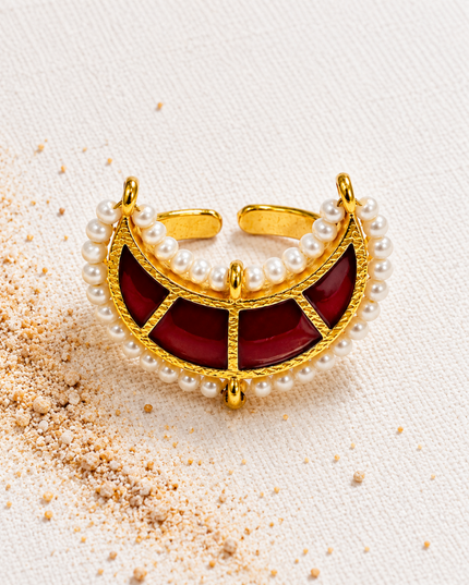 Gulabi Chand Gold Plated Pearl Statement Ring