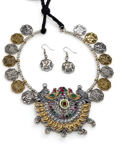 Vintage Coin Statement Necklace Set