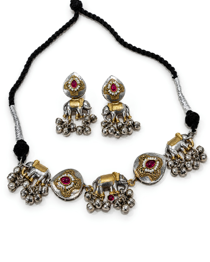 Rama Gajraj Antique Elephant Necklace Set