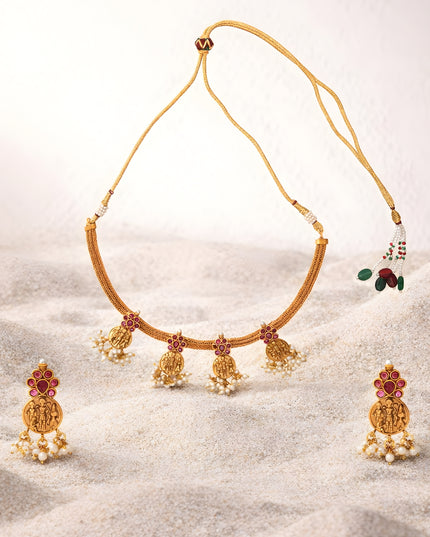 Vanmayi Set – Heritage Coin Necklace with Temple Earrings