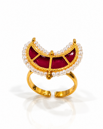 Gulabi Chand Gold Plated Pearl Statement Ring