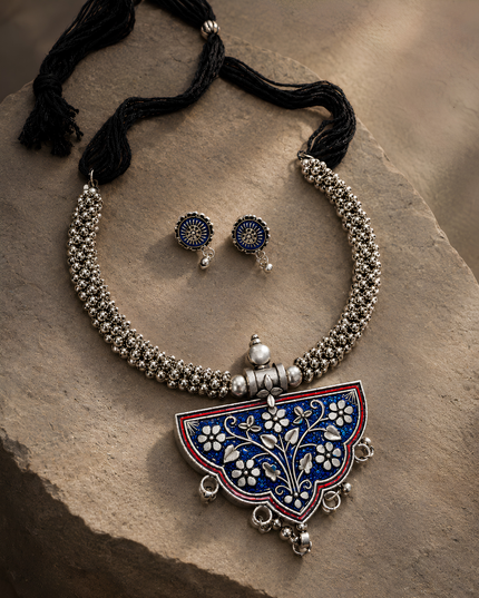 Rama Blue Enamel Heritage Necklace Set