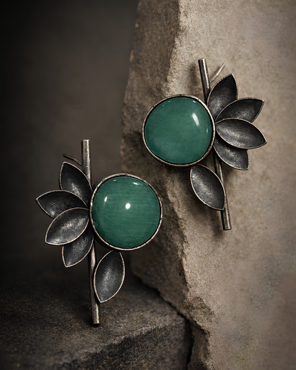 Rama Bloom Green Stone Earrings