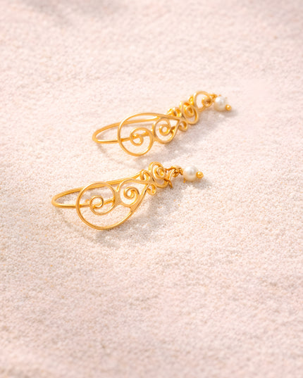 Pearl Swirl Wire Earrings