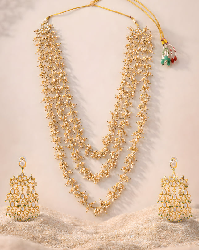 Sitara Set – Multi-Layered Kundan Necklace & Earrings