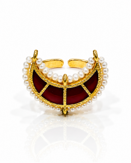 Gulabi Chand Gold Plated Pearl Statement Ring