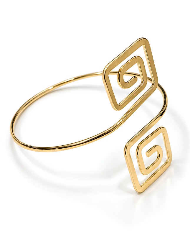 Zyra Golden Geometric Square Spiral Armlet