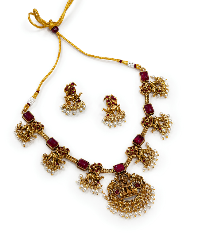 Rajsi Lakshmi Temple Necklace Set