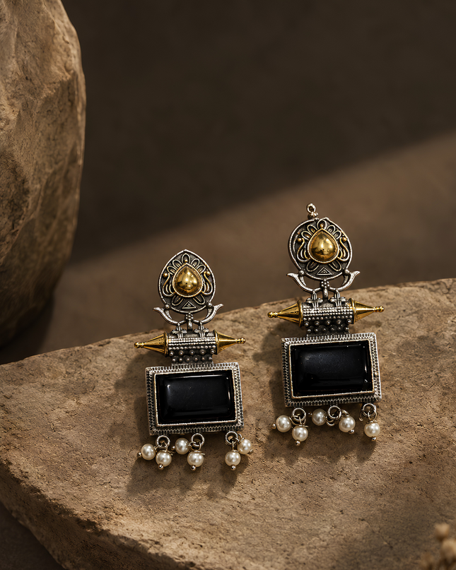 Rama Black Onyx Pearl Drop Earrings