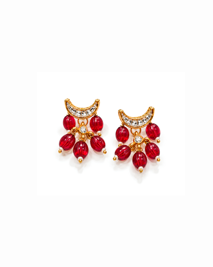 Gulrani Blush Pink & Ruby Red Beaded Choker Necklace Set