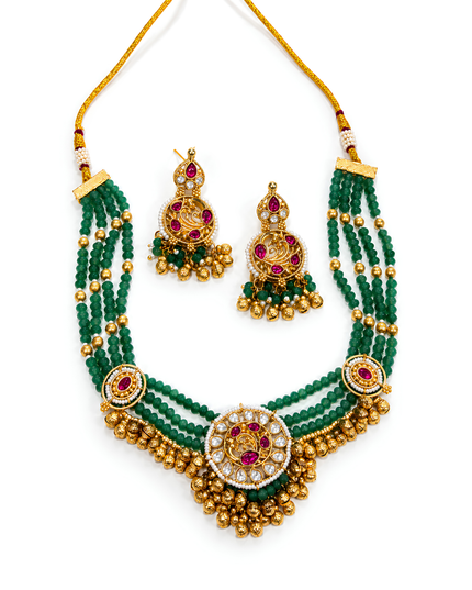 Emerald Riwaaz Kundan Necklace Set