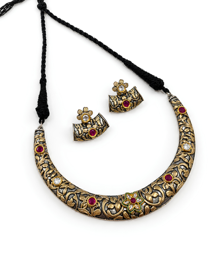 Antique Gold & Black Necklace Set