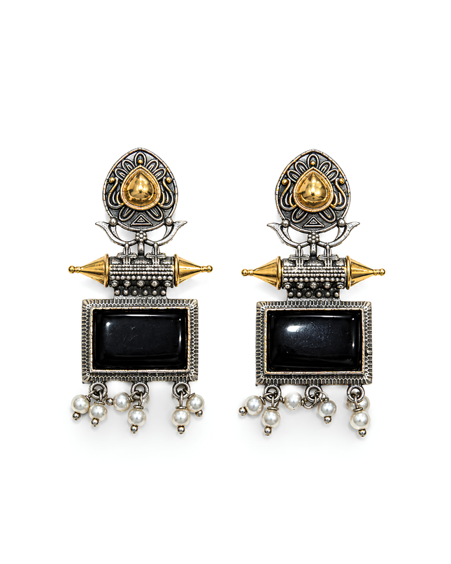 Rama Black Onyx Pearl Drop Earrings