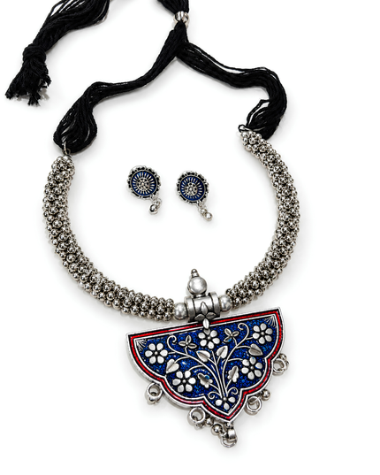 Rama Blue Enamel Heritage Necklace Set