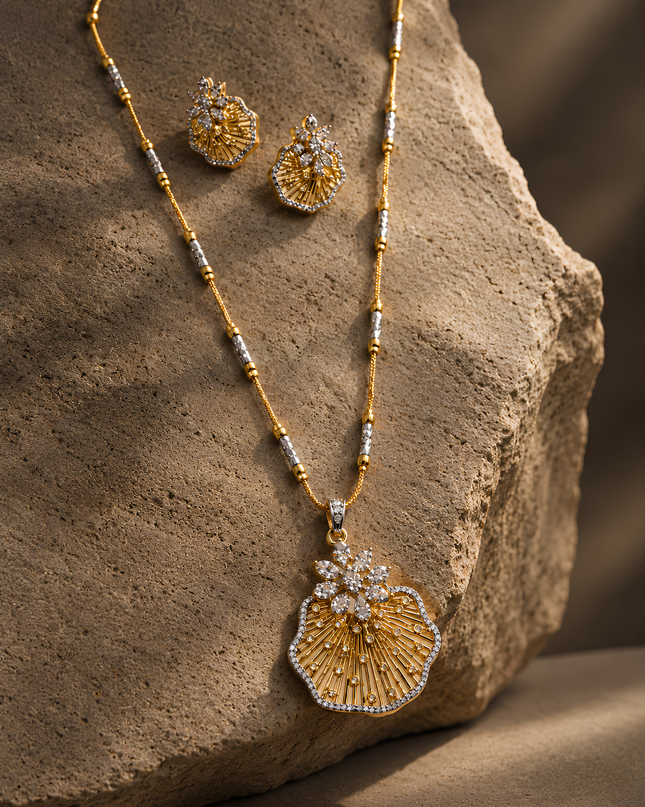 Golden Bloom – Glitter Collection Necklace & Earrings Set