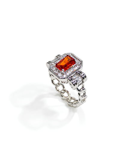 Scarlett Ruby Red Crystal Chain Statement Ring