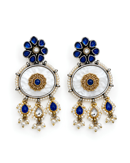 Rama Blue Floral Statement Necklace Set