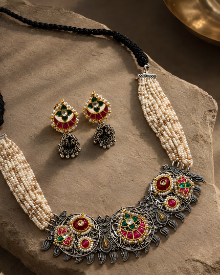 Meenakari Pearl Necklace Set