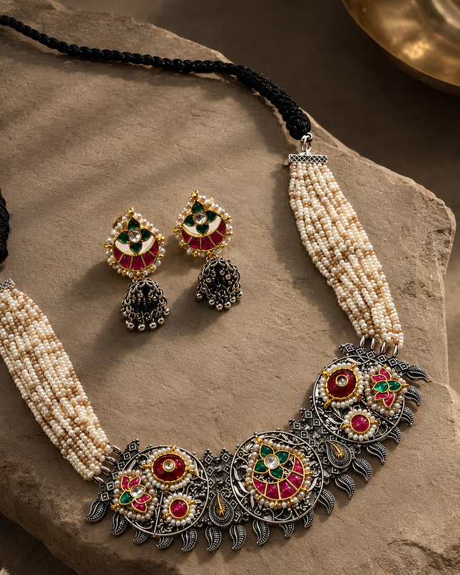 Meenakari Pearl Necklace Set
