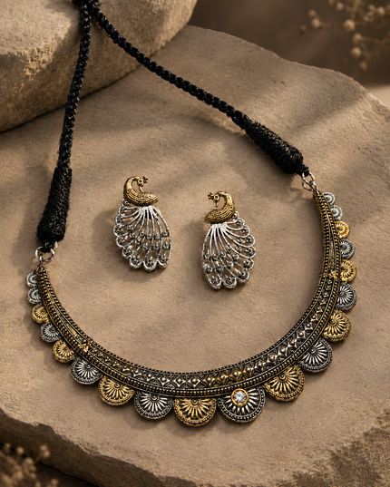 Antique Peacock Statement Necklace Set