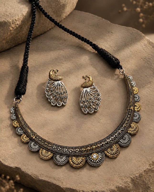 Antique Peacock Statement Necklace Set
