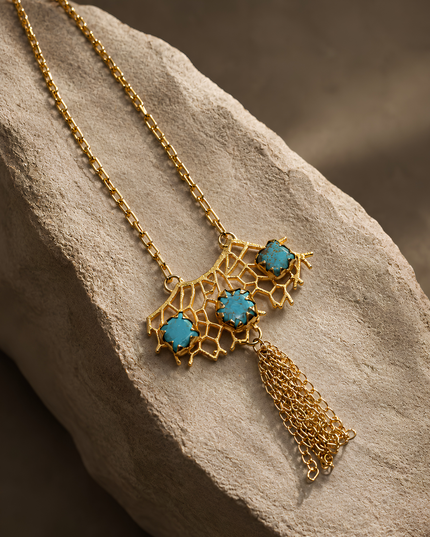 Crag Turquoise Web Pendant Necklace