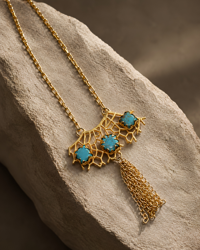 Crag Turquoise Web Pendant Necklace
