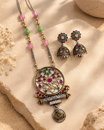 Royal Multicolour Kundan Necklace Set