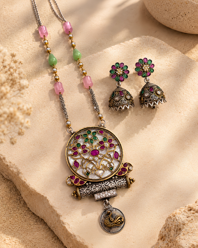 Royal Multicolour Kundan Necklace Set